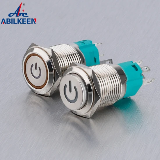 Power Control Switch 5 Pin Momentary Ring LED on off Wired Customize 22mm 12volt Push Button