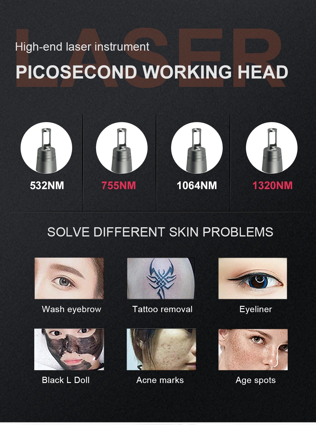 Professional Improve Skin Texture Scars and Acne Marks Picosecond Laser Machine