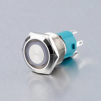 Ring LED Power Logo Illuminated 10A 4pin 12V Meatal Switch 19mm Momentary Push Button